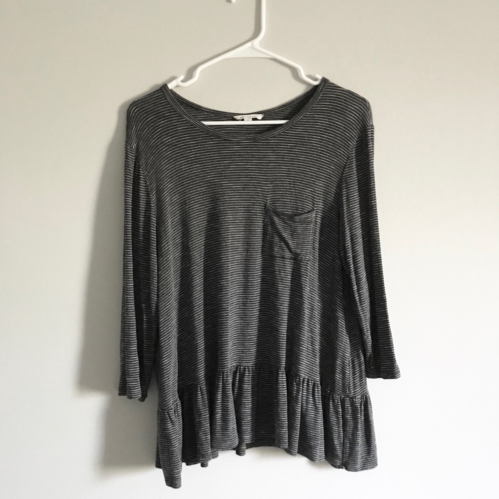 Striped grey peplum top